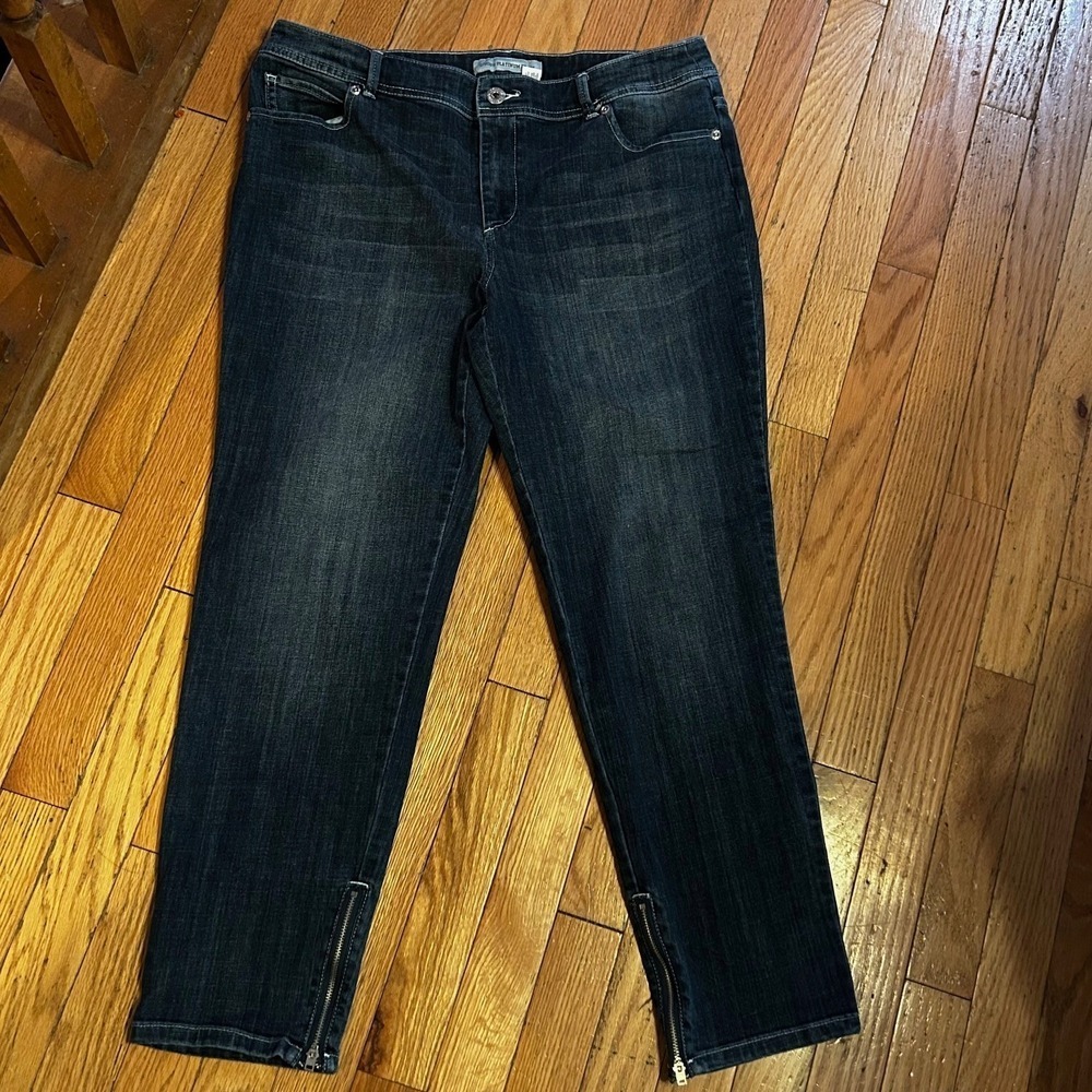 Chicos Platinum Jeans Womens Size 2 Reg (34X27) Blue Dark Straight Leg T41-50